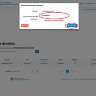 Assign the CUIT of the new domain owner