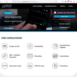 Enter the AFIP website