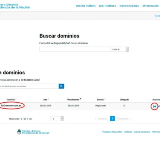 Locate the domain and choose to transfer it