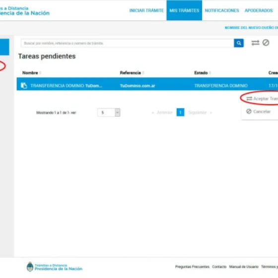 Accept the domain transfer