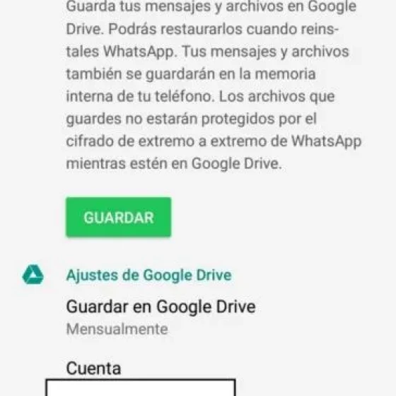 Change backup to your Google account