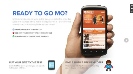 Google's initiative to promote the development of mobile websites